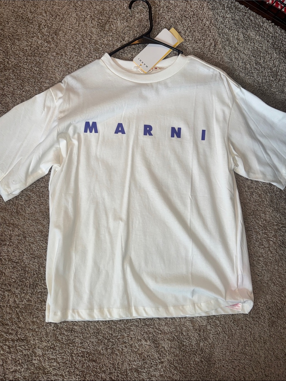 White Tee with Lavender Logo